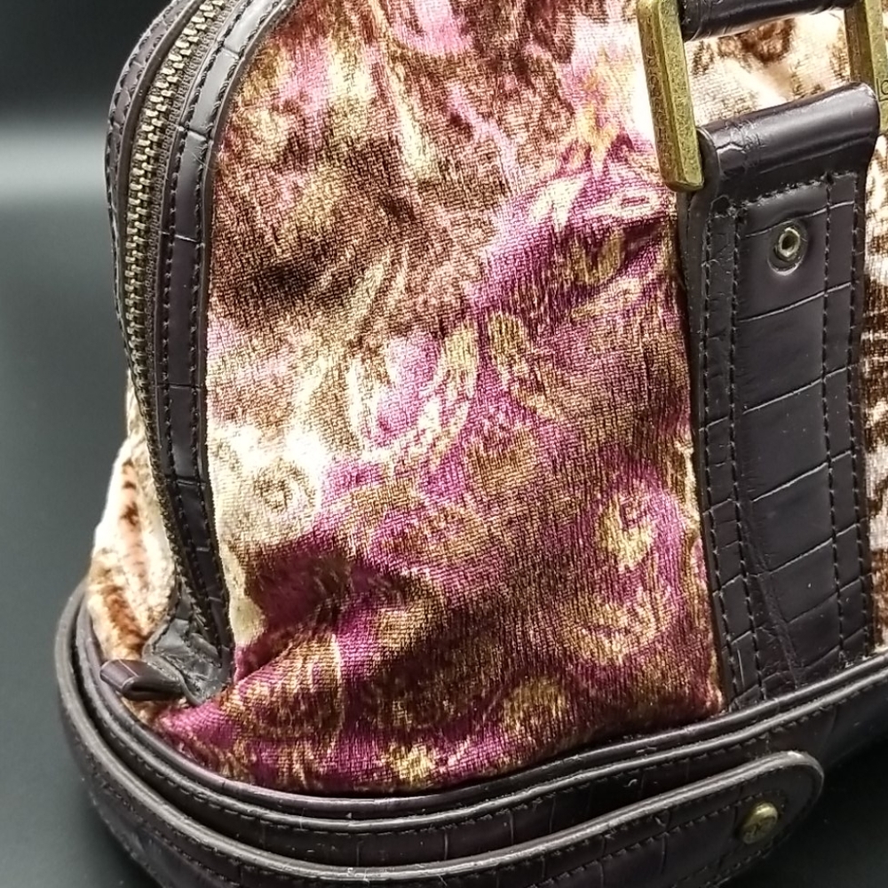 Liz Claiborne Velvety Velour Plum, Brown, Rose and Cream Shoulder Bag - Picture 9 of 16